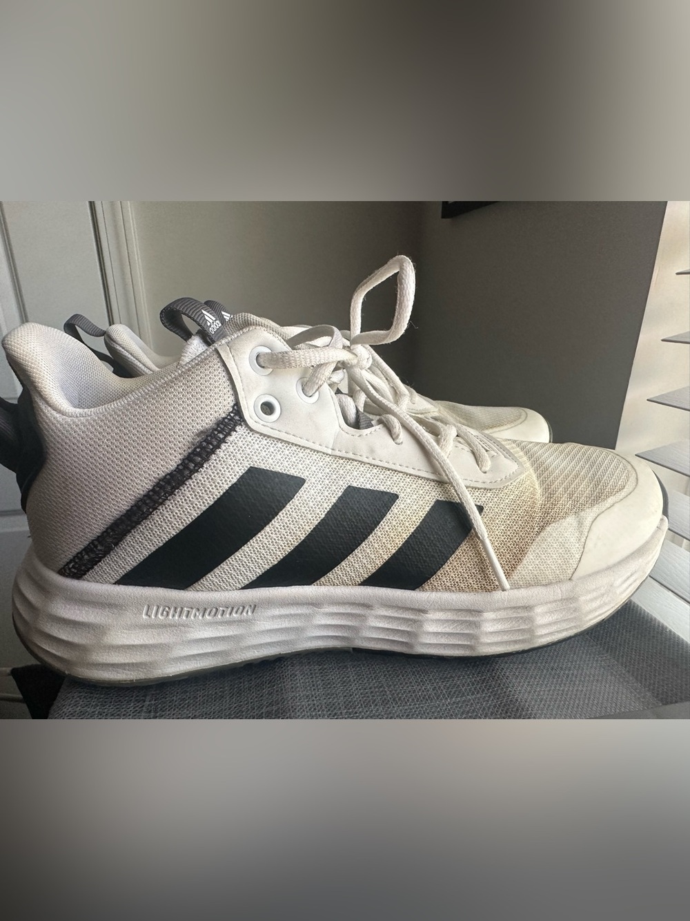 adidas Men’s White Sneakers with Black Three-Stripes